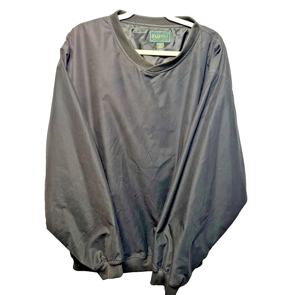 Fairway Golf Collection Men's Black Long-Sleeve Windbreaker V-Neck XXL